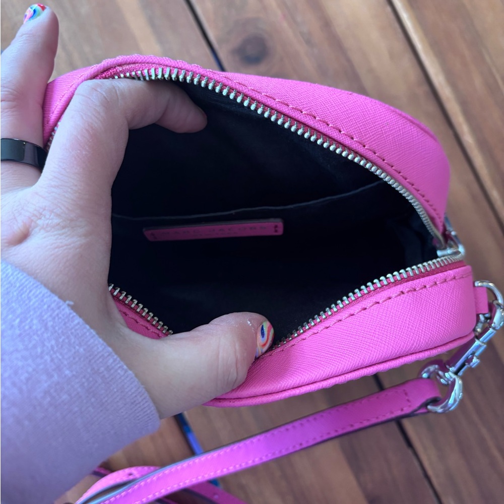Marc Jacobs Bright Pink Playback Half Moon Saffiano Leather Small Crossbody Bag - Picture 9 of 12